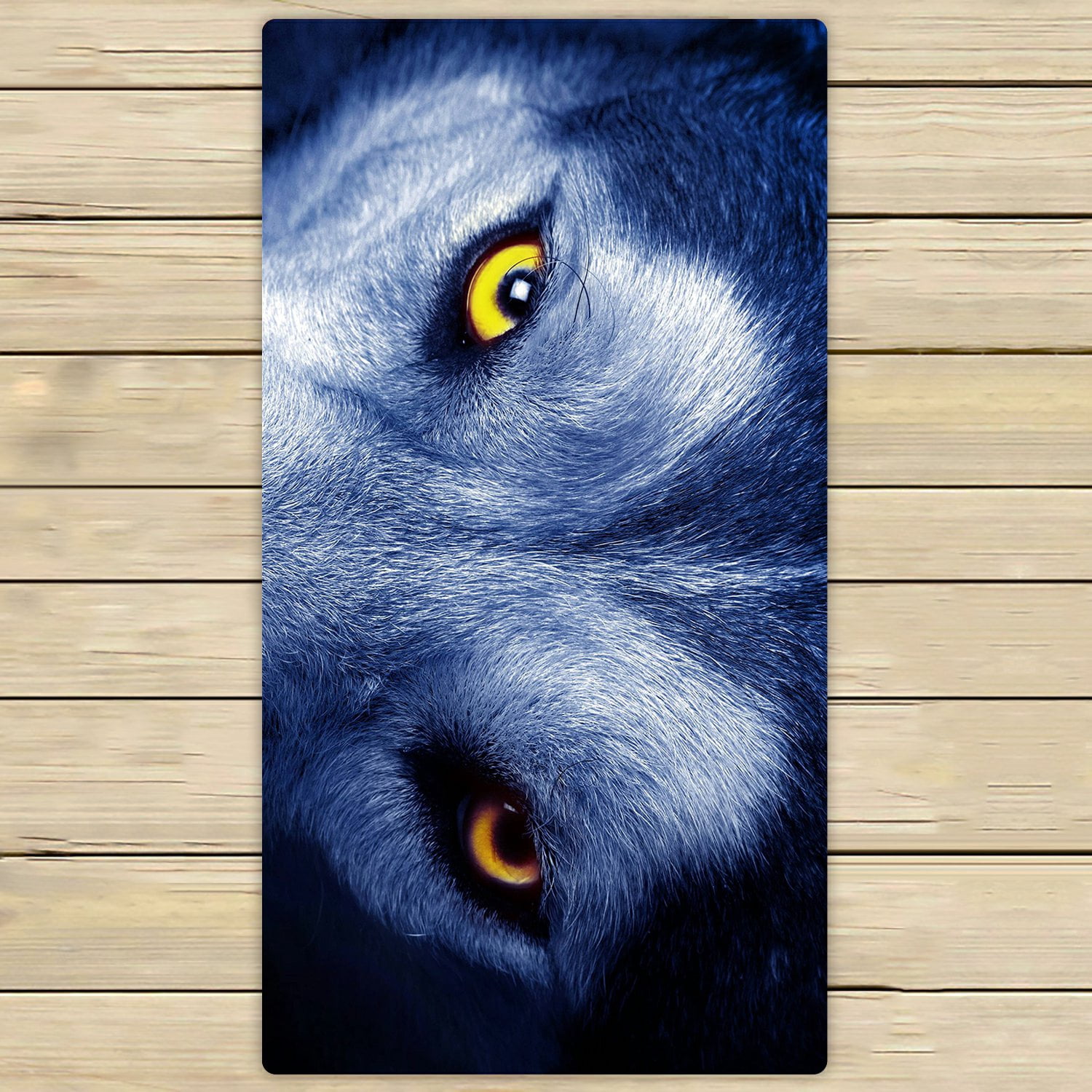 Bath Towel For Baby In Wolf Character Blue Color main image 1