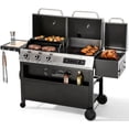 thumbnail image 1 of MF Studio 3-Burner Gas and Charcoal Combo Grill with Offset Smoker Large Dual Fuel BBQ Grill for Outdoor, 1 of 10