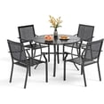 PHI VILLA 5 Pieces Outdoor Round Dining Set for 4, Steel Circle Table