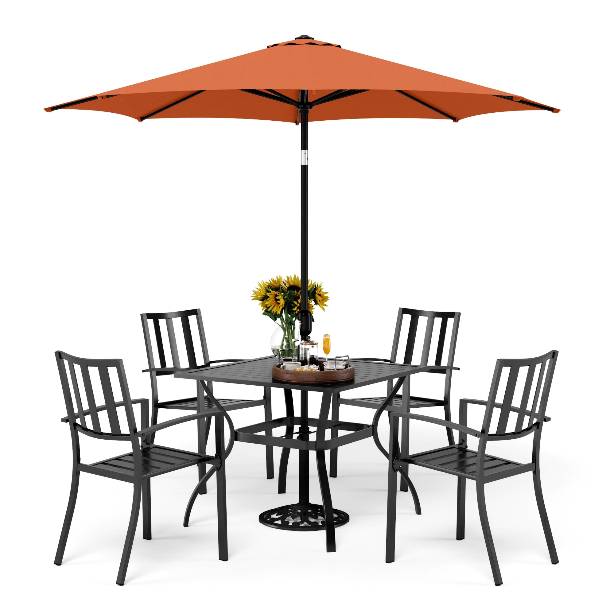 PHI VILLA 9ft Patio Umbrella Outdoor Market Table Umbrellas with 8 Ribs
