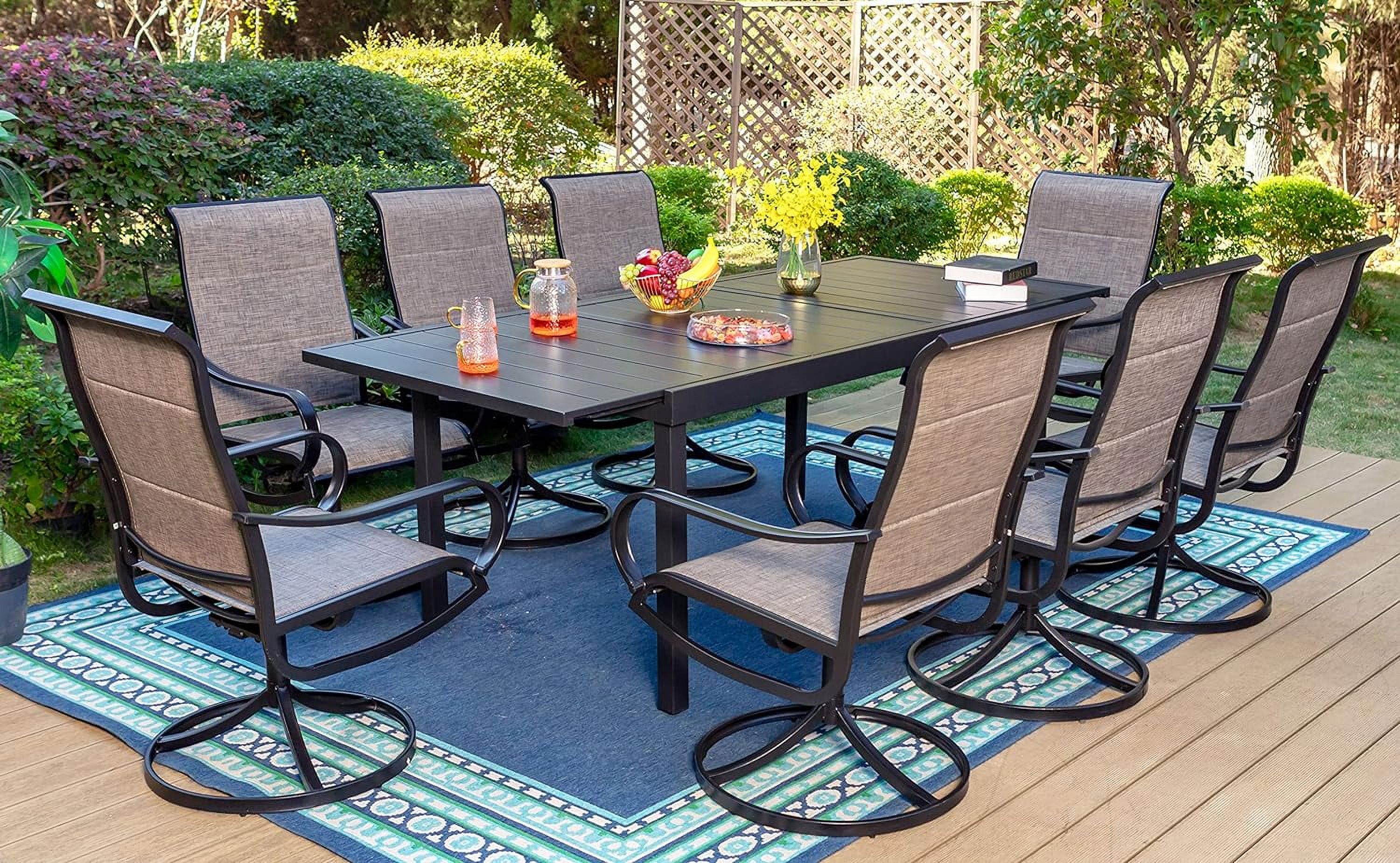 PHI VILLA Outdoor Patio Dining Set for 8 9 Piece Patio FurnitueTable