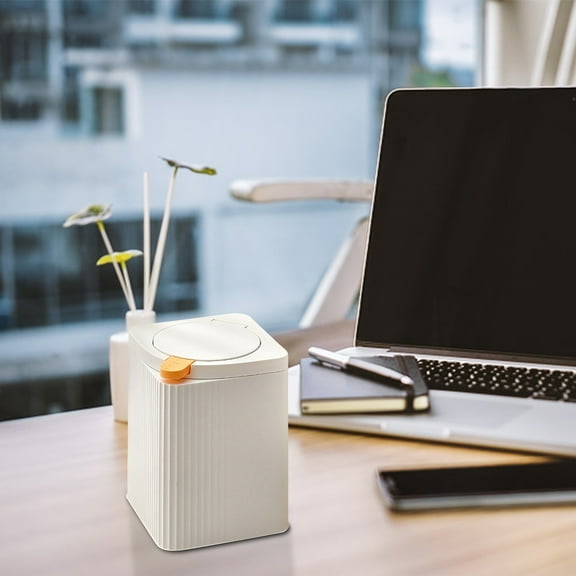 PHIGZNT 10.8l / 2.9 Gallon Small Trash Can with Lid, Bathroom Garbage Can with Pop-Up Lid, Waste Basket for Bathroom, Kitchen, Bedroom, Powder Room, Craft Room, Office, College White One Size