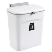 PHIGZNT 2.4 Gallon Kitchen Compost Bin for Counter Top or Under Sink, Hanging Small Trash Can with Lid for Cupboard/Bathroom/Bedroom/Office/Camping, Mountable Indoor Compost Bucket White One Size