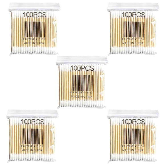 PHIGZNT 500 Pcs Count 6" Inch Long Cotton Swabs with Wooden Handles Cotton Tipped Applicator, Cleaning with Wood Handle for Oil Makeup Gun Applicators, Eye Ears Eyeshadow Brush and Remover Tool