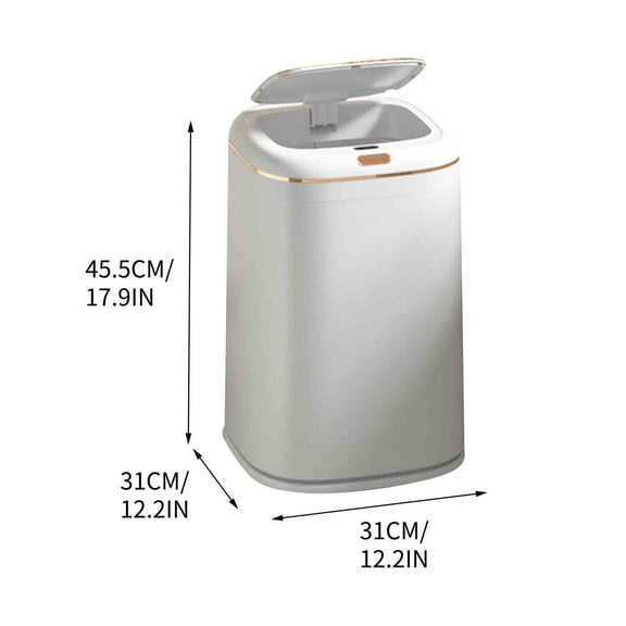 PHIGZNT Bathroom Trash Can with Lid, 9 Gallon Automatic Touchless Garbage Can, Smart Motion Sensor Small Trash Can, Slim Plastic Trash Bin for Bedroom, Office, Living Room, Kitchen White One Size
