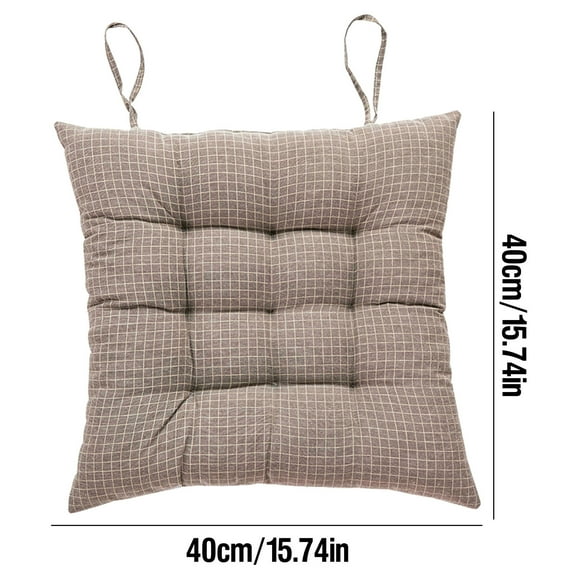 PHIGZNT Farmhouse Check Dark Red & Tan Dining Chair Pad with Ties - Latex Foam Fill - 100% Cotton, Made in USA - Machine Washable, Reversible (Red-Tan, Standard)