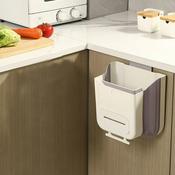 PHIGZNT Garbage Cans for Kitchen, 1.6 Gals Hanging Trash Can, Folding Kitchen Compost Bin Countertop Under Desktop,Sink Gray One Size