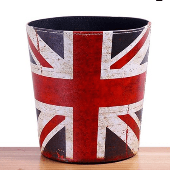 PHIGZNT Leather Trash Can, Retro Decorative Waste Basket, 10l Capacity Small Waste Paper Basket, Waterproof Garbage Can for Bathroom, Bedroom, Office, Kitchen and Living Room - Butterfly