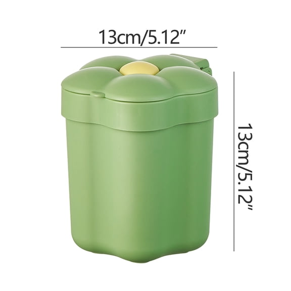 PHIGZNT Mini Desktop Trash Can with Lid, Small Countertop Garbage Can, Plastic Tiny Tabletop Wastebasket for Office/Kitchen/Coffee Table, 1.4l/0.36 Gal Green One Size