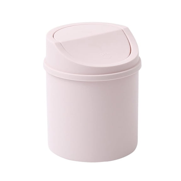 PHIGZNT Mini Desktop Trash Can with Swing Top Lid Portable Plastic Garbage Can for Countertop, Desktop, Make up Vanity, Bathroom, Car, Under Sink, Dorm, Compact Waste Bin 2 Liter Pink One Size
