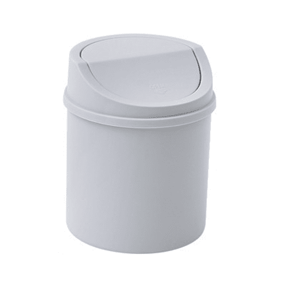 PHIGZNT Mini Desktop Trash Can with Swing Top Lid Portable Plastic Garbage Can for Countertop, Desktop, Make up Vanity, Bathroom, Car, Under Sink, Dorm, Compact Waste Bin 2 Liter Gray One Size