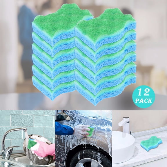 PHIGZNT Non-Scratch Scrub Sponge-12Count, Sponges for Dishes, Sponges Kitchen, Cleaning Sponge, Cleans Fast Without Scratching, Stands Up to Stuck-on Grime, Cleaning Power for Everyday Jobs