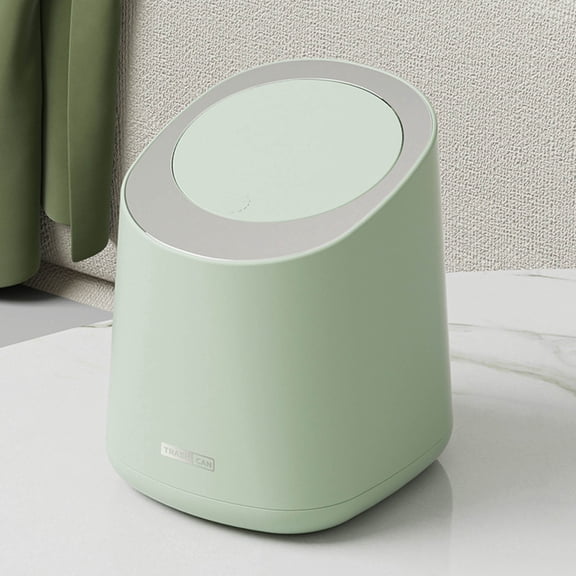 PHIGZNT Plastic Trash Can with Lid, Creative Mini Desktop Trash Can with Press Lid, For Small Home Office Cleaning Trash Button Desktop Storage Bin 3.3l/0.87 Gal Green One Size