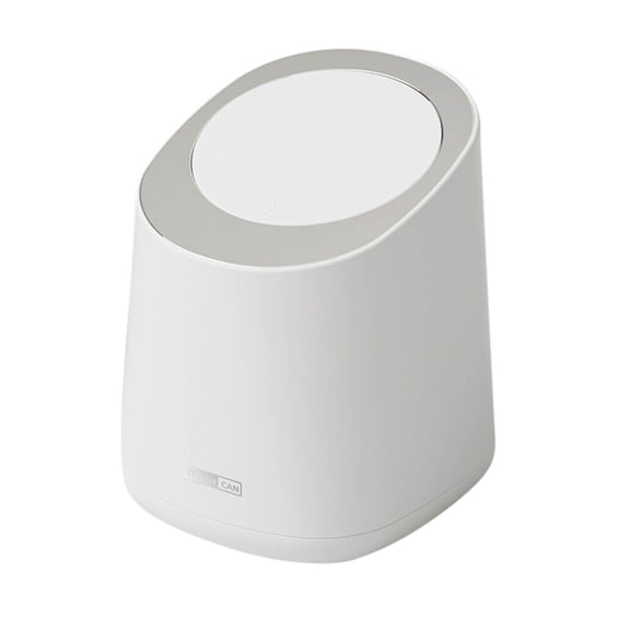 PHIGZNT Plastic Trash Can with Lid, Creative Mini Desktop Trash Can with Press Lid, For Small Home Office Cleaning Trash Button Desktop Storage Bin 3.3l/0.87 Gal White One Size