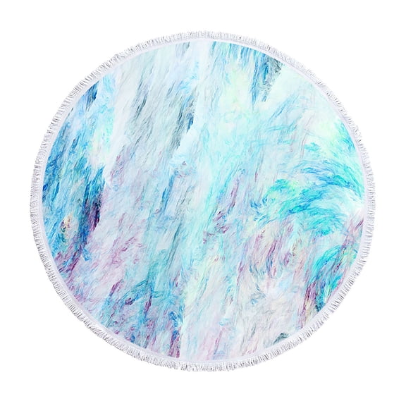 PHIGZNT Round Beach Blanket, 60" x 60" Microfibre Cotton Picnic Towel, Circular Beach Blanket Throw with Fringe, Round Tapestry, Meditation Mat