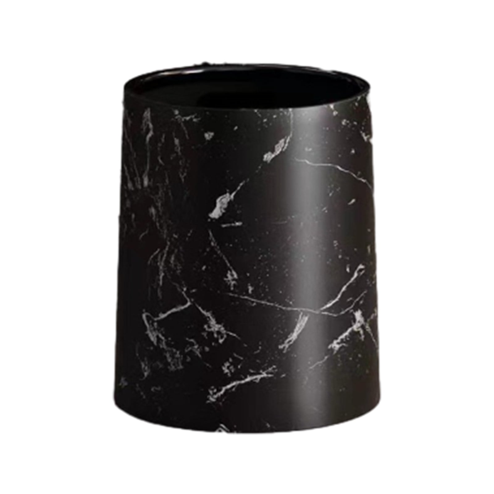PHIGZNT Round Metal Small 3.9 Gallon Recycle Trash Can Wastebasket, Garbage Container Bin for Bathrooms, Kitchen, Bedroom, Home Office - Durable Stainless Steel - Mirri Collection - White Marble
