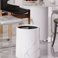 thumbnail image 1 of PHIGZNT Round Metal Small 3.9 Gallon Recycle Trash Can Wastebasket, Garbage Container Bin for Bathrooms, Kitchen, Bedroom, Home Office - Durable Stainless Steel - Mirri Collection - White Marble, 1 of 6