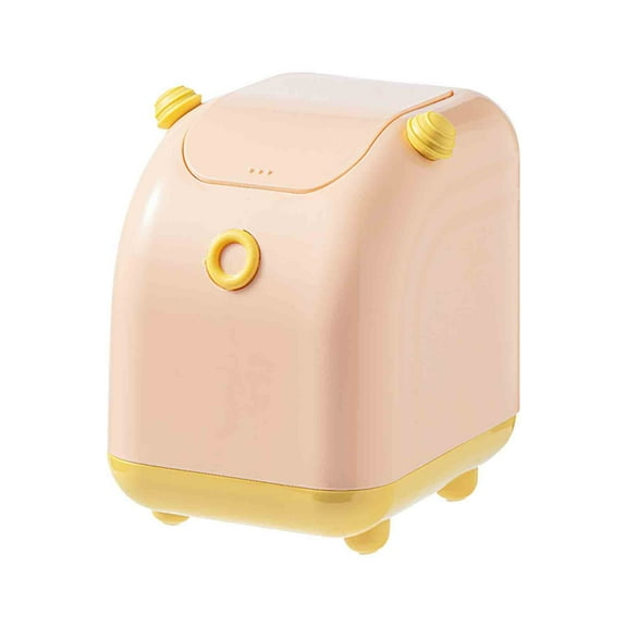 PHIGZNT Small Trash Can with Lid,4 Liter Press on Desk-Top Garbage Cans, Cute Pig Statues Table Decor Garbage Can for Bedroom,Office Pink One Size