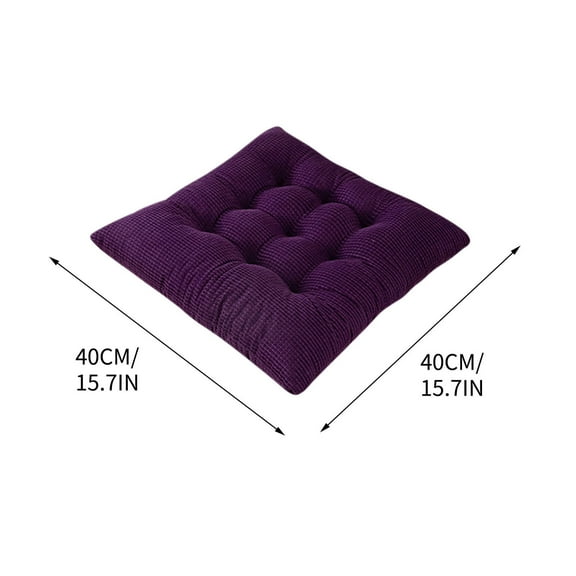 PHIGZNT Soft Velvet Chair Pads with Ties Comfy Solid Seat Cushion for Dining Chairs, Office Chairs, Hardwood Floors (Purple, 16"x16")