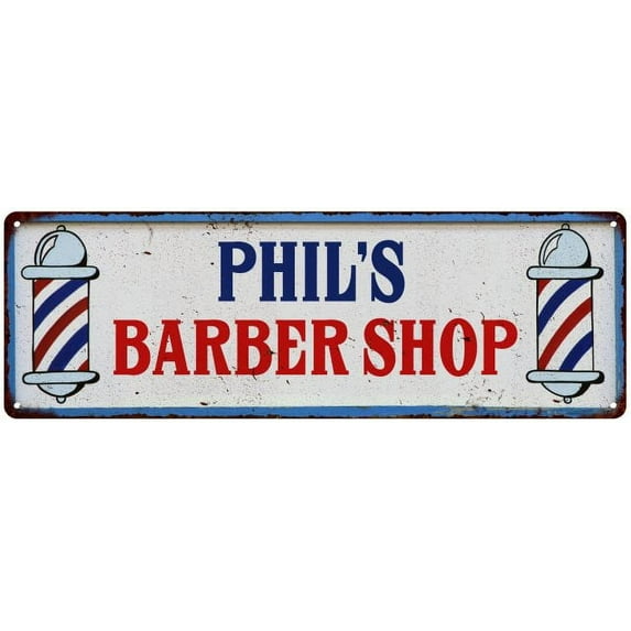 PHIL'S Barber Shop Hair Salon Metal Sign Retro 6x18 106180031381