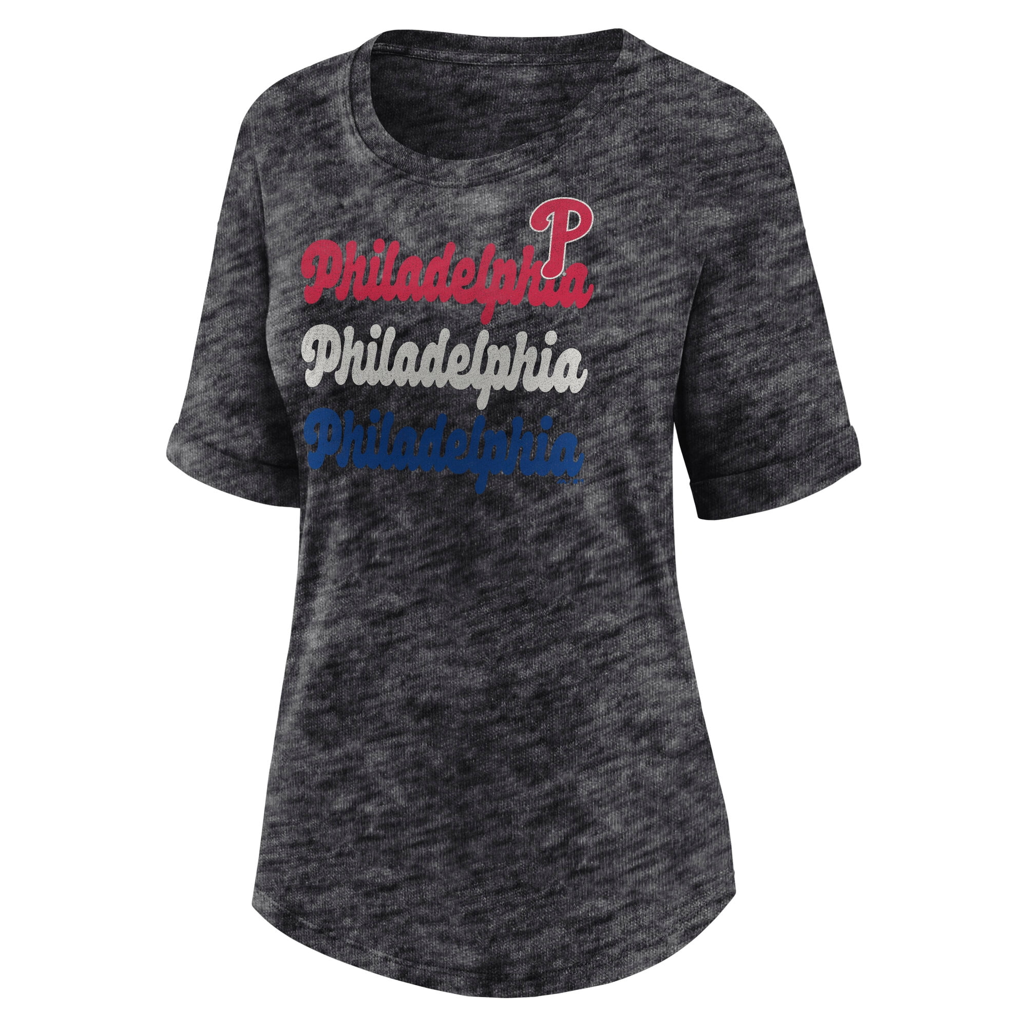 Philadelphia Phillies Women's Heather Charcoal Get Going Fashion Top ...