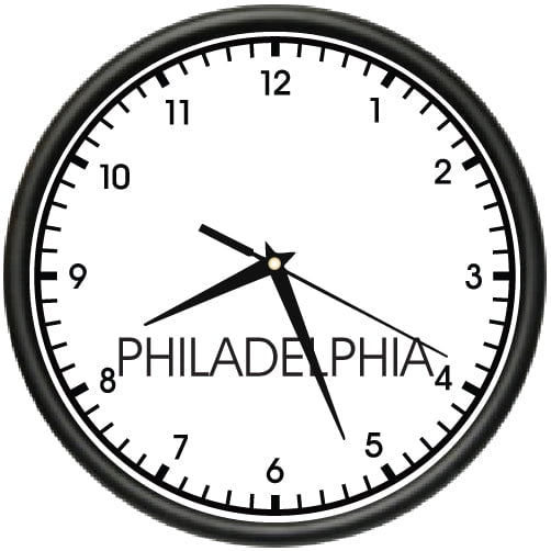 PHILADELPHIA TIME Wall Clock world time zone clock office business