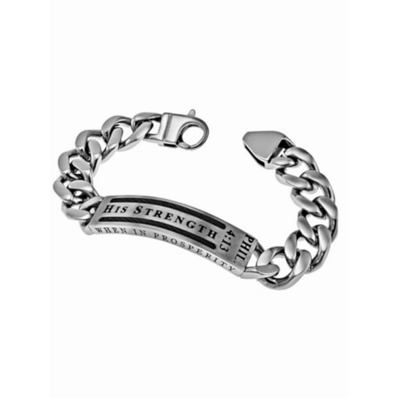 PHILIPPIANS 4:13 Men's Religious Bracelet, Stainless Steel Cable Design