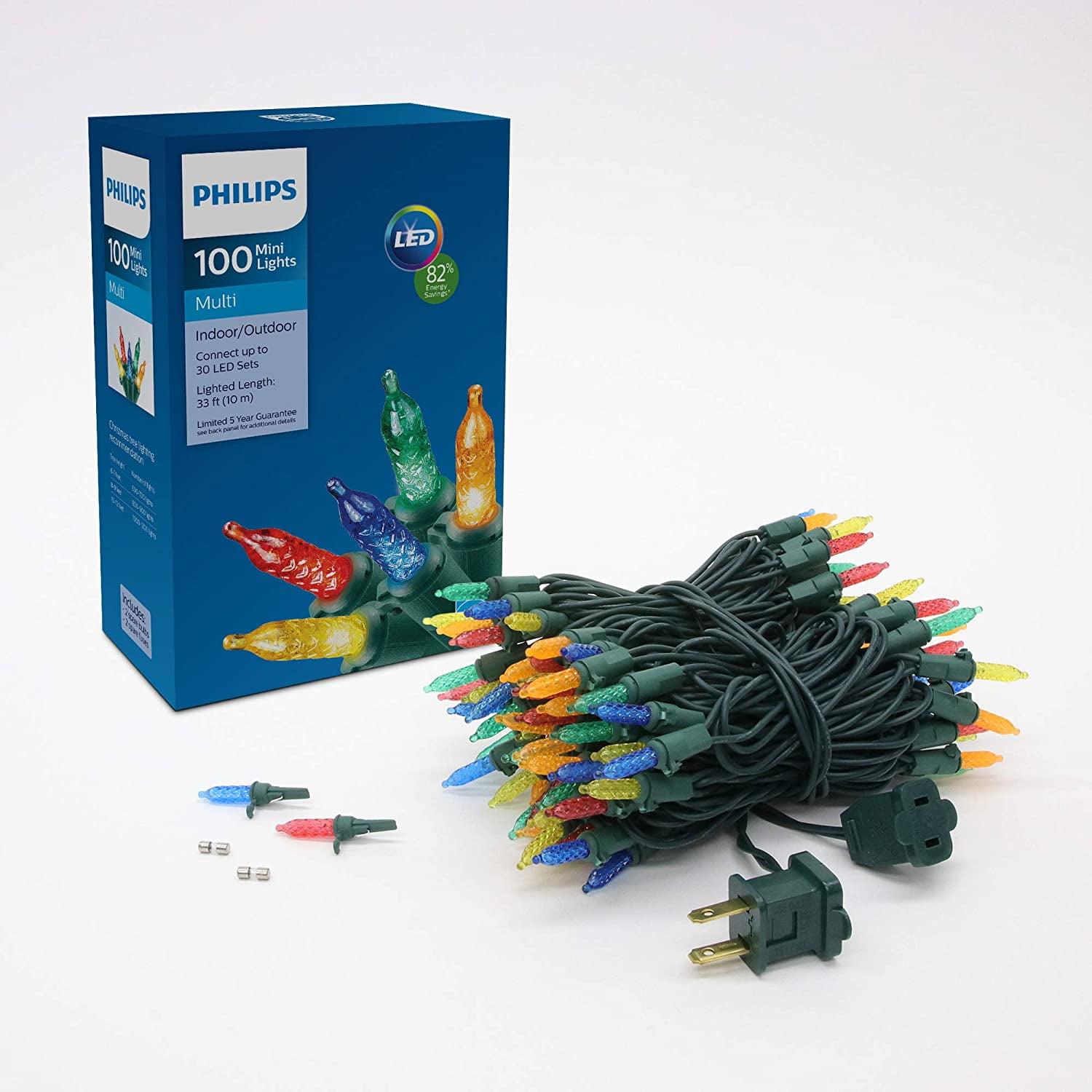Philips 100 LED Multi Colored Faceted Mini Christmas Lights Walmart