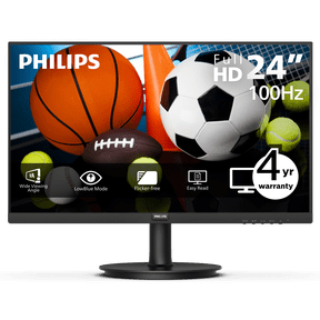 PHILIPS 241V8LBS 24" Frameless Full HD (1920 x 1080) 100Hz Monitor, VESA, HDMI x1, VGA Port x1, Eye Care, 4 Year Advance Replacement Warranty