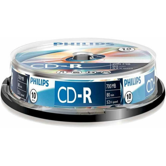 PHILIPS - 52x Speed CD-R Blank CDs - Spindle 10 Pack