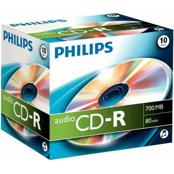 PHILIPS - CD-R Blank CDs for Audio Recorders - Jewel Case 10 Pack