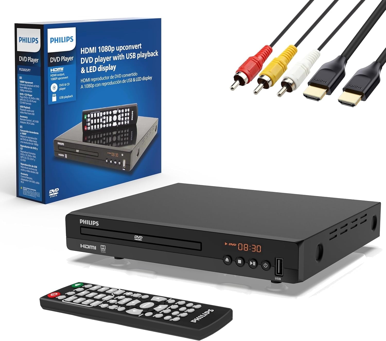 Philips CD/HDMI/USB/テレビ用 Philips 1080P All-Region DVD Player with HDMI and USB Input for TV