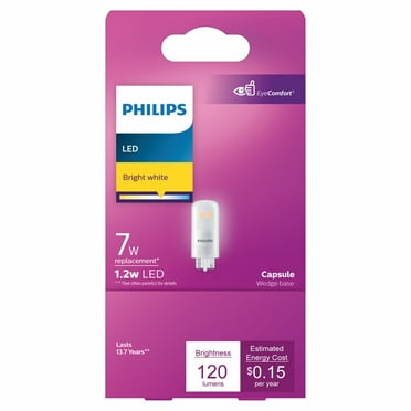 PHILIPS LED 1.2W (7W Equivalent) T5 Landscape Lightbulb, Bright White, Wedge Based 2PK