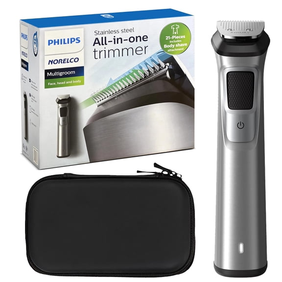 PHILIPS Multi Groomer 8000 Series, 21 Piece Grooming Kit, Beard Trimmer for Men, All-in-One Precision Trimmer for Face, Head, and Body