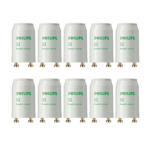 PHILIPS S2 Ecoclick Mechanical Fluorescent Lamp Starter - 4W to 22W - 10 Pack Box