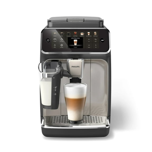 PHILIPS Series 4400 Fully Automatic LatteGo Espresso Machine, SilentBrew Technology, Quick Start. Aromatic Coffee from Freshly Ground Beans, 12 Hot and Iced Drinks, Black Chrome (EP4447/90)