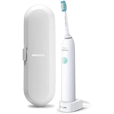PHILIPS Sonicare Corded Electric DailyClean Rechargeable Toothbrush with Smoocu Case, SmarTimer and Quadpacer