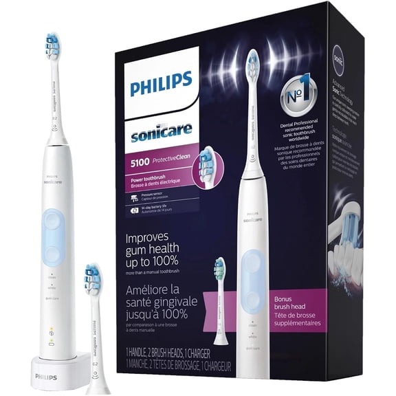 PHILIPS Sonicare ProtectiveClean Electric Toothbrush with Plaque Control Brush Head, Rechargeable Sonicare Toothbrush with Pressure Sensor, Phillips Sonic Toothbrush, Gum Health Brush Head