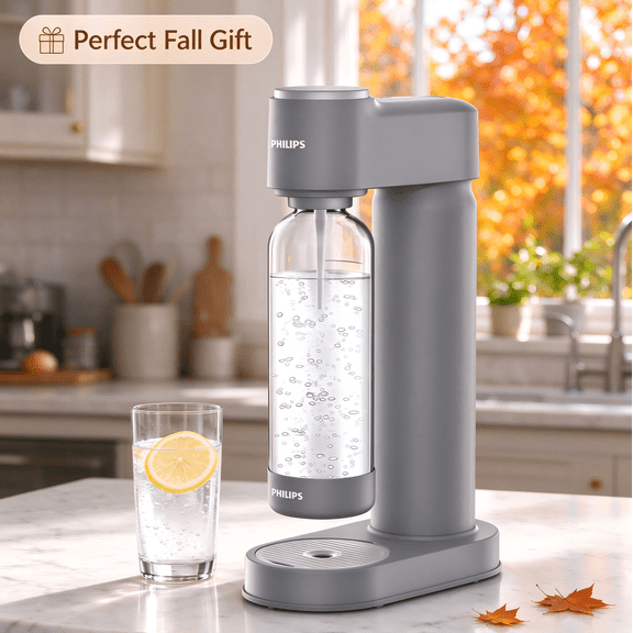 PHILIPS Sparkling Water Maker Kit, Modern Soda Streaming Machine for Daily Life & Convenient Use, BPA-Free Soda Maker (CO2 GAS Not Included) , Enjoy Sparking Water Anytime & Anywhere, Gray