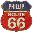 thumbnail image 1 of PHILLIP Route 66 Sign Shield Metal Gift Man Cave Red 211110005428, 1 of 1