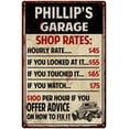 thumbnail image 1 of PHILLIP'S Garage Shop Rates Sign Man Cave Decor Gift 8x12 Metal 208120010090, 1 of 1