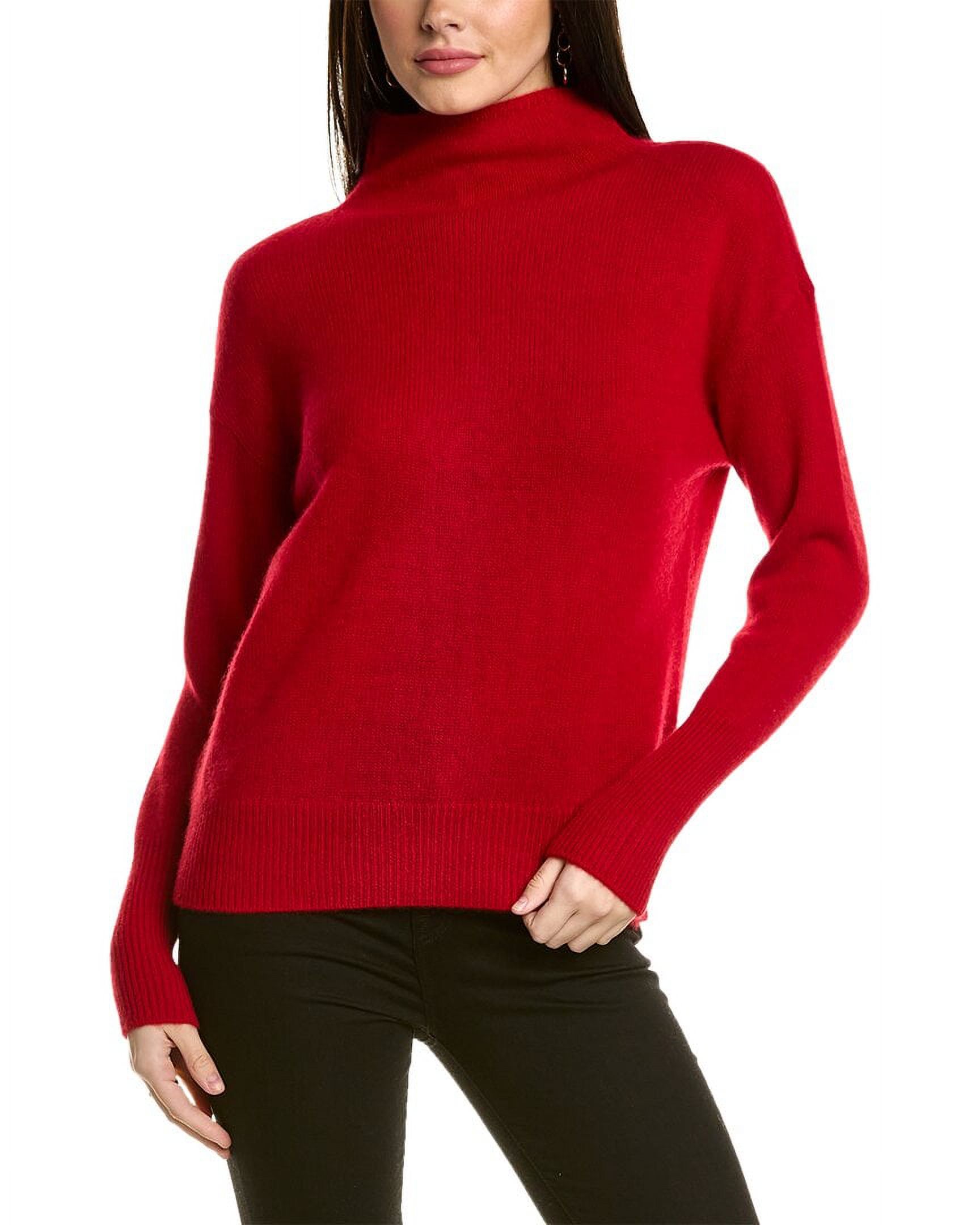 PHILOSOPHY CASHMERE womens Funnel Neck Cashmere Sweater, XL, Red