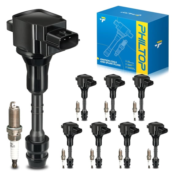 PHILTOP UF510 Ignition Coil Pack and Iridium Spark Plugs Kit Fits for Nissan 2004-2007 TITAN, Nissan 2005-2006 Armada, Nissan 2004 Pathfinder Armada, INFINITI 2004-2006 QX56, 8PCS