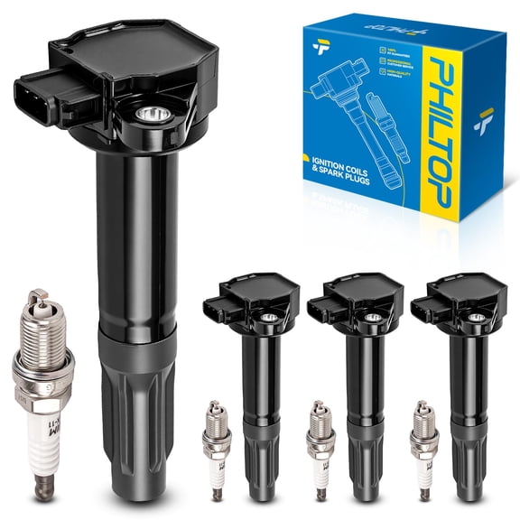 PHILTOP UF668 Ignition Coil Pack and Iridium Spark Plugs Kit Fits for Subaru 2010-2012 Outback 2.5L, Subaru 2010-2012 Legacy 2.5L, 4PCS