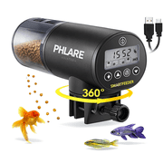 PHLARE AQUATICS Automatic Fish Feeder, Rechargeable 200ml Food Dispenser with Programmable Timer for Freshwater and Saltwater Tanks