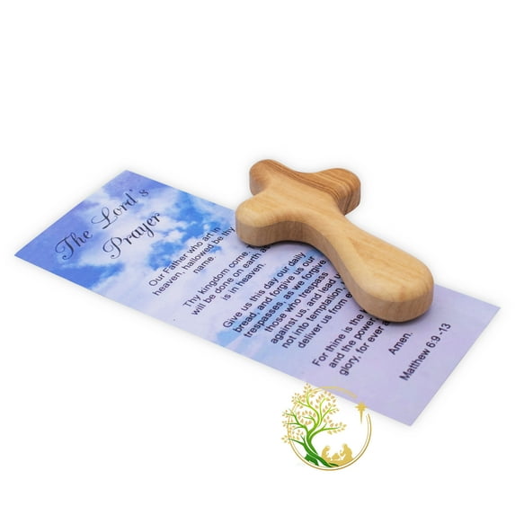 PHLG Religious Comfort Cross Brown Olive Wood Decoration, 4.00 x 2.50 x 5.00 inches