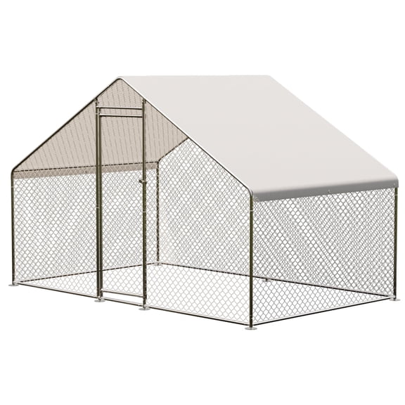 PHO_12VJ Large Metal Chicken Coop, 9.86.56.5FT, Silver