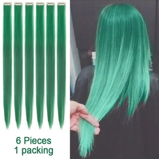 Mikinona 10pcs wig green hair extensions colored hair extension hair  accessories for girls metal hair clip hair extensions clips Long curly hair  High
