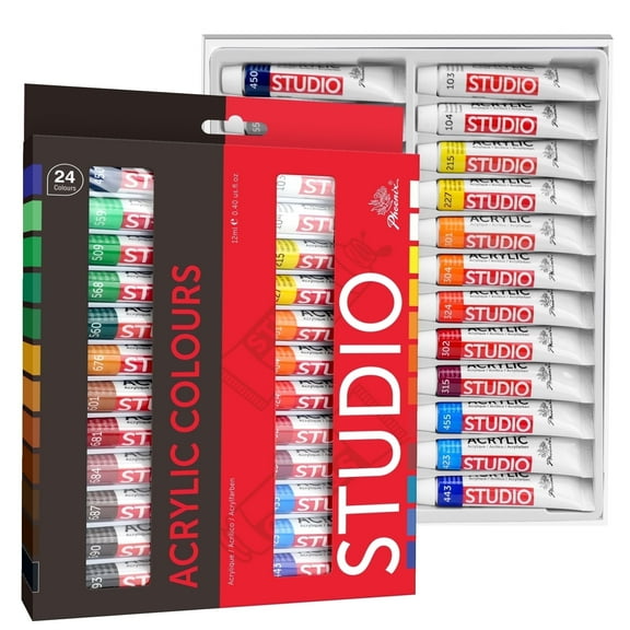 Phoenix Acrylic Paint Set, 24x12ml Tubes, Craft Paints