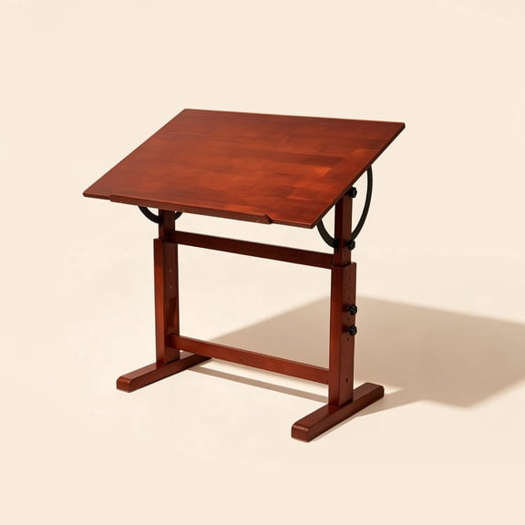 PHOENIX Artist Adjustable Wooden Drafting Table, Dark Walnut Finish, Multi-Angle Tilt Top, Sturdy Craft Desk for Drawing, Reading, and Writing